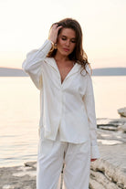 WOMEN’S SATIN LOUNGE SHIRT MILK | MMSW