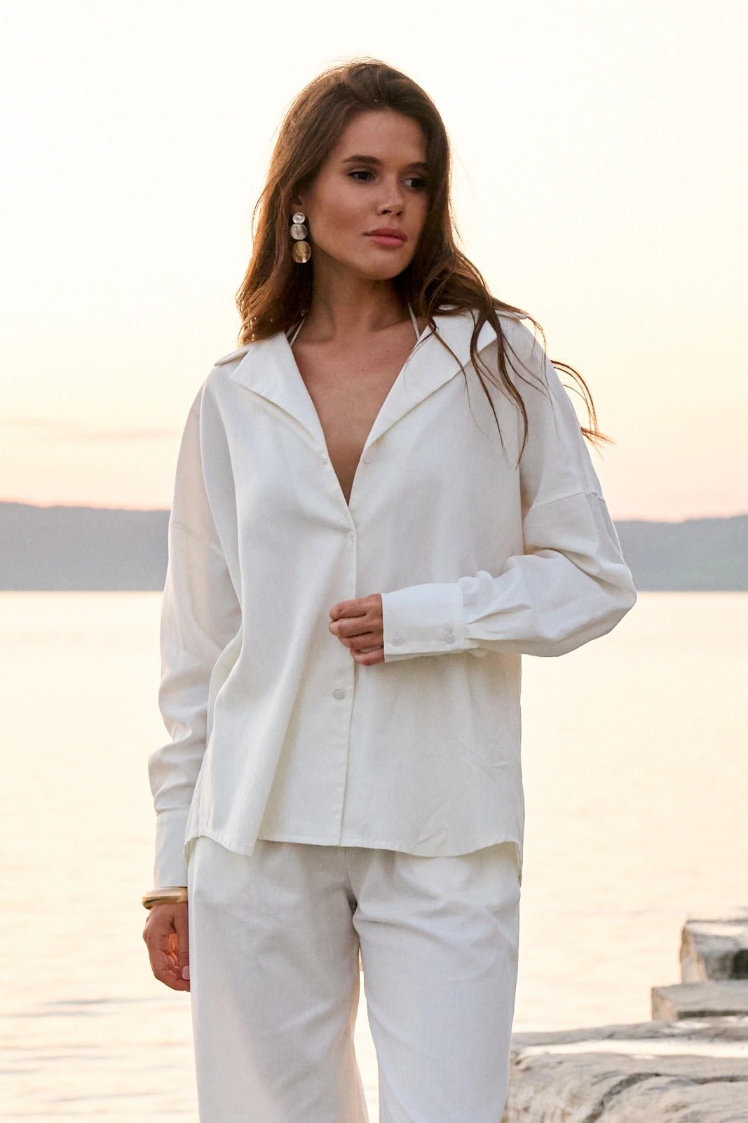 WOMEN’S SATIN LOUNGE SHIRT MILK | MMSW