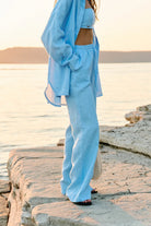 WOMEN’S STRAIGHT LINEN PANTS LIGHT BLUE | MMSW