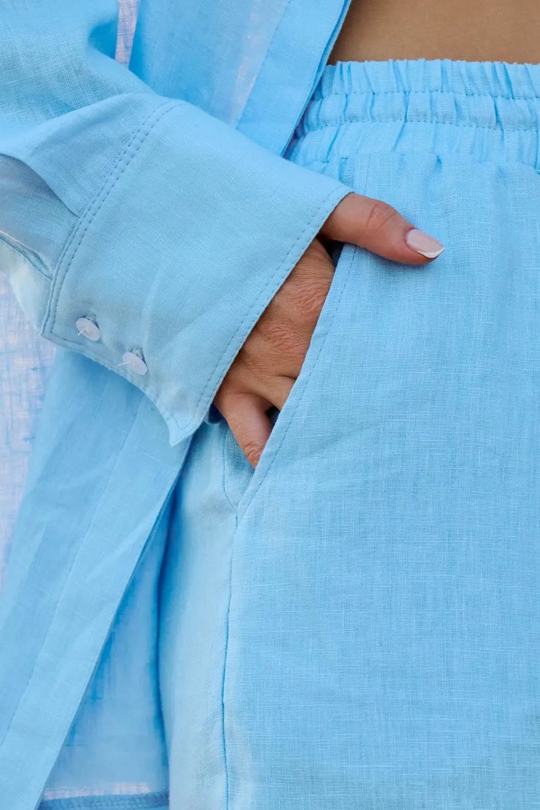 WOMEN’S STRAIGHT LINEN PANTS LIGHT BLUE | MMSW