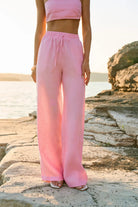 WOMEN’S STRAIGHT LINEN PANTS PINK | MMSW