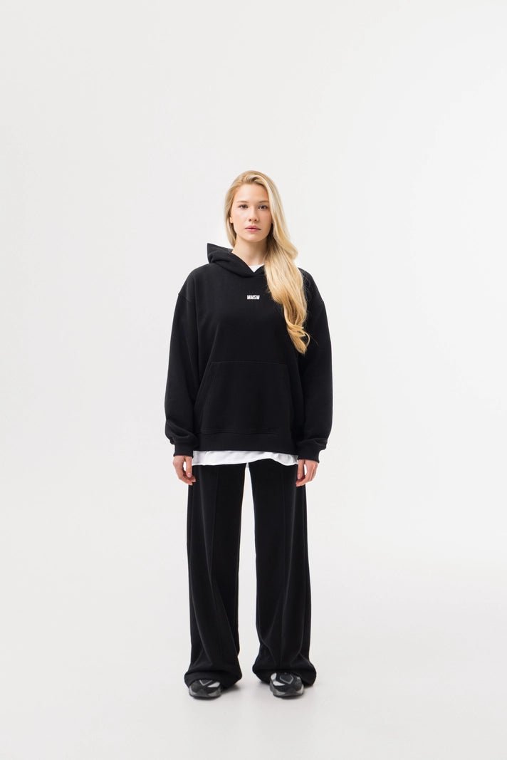 WOMEN’S WIDE PANTS STITCHED FRONT DARK BLACK | MMSW