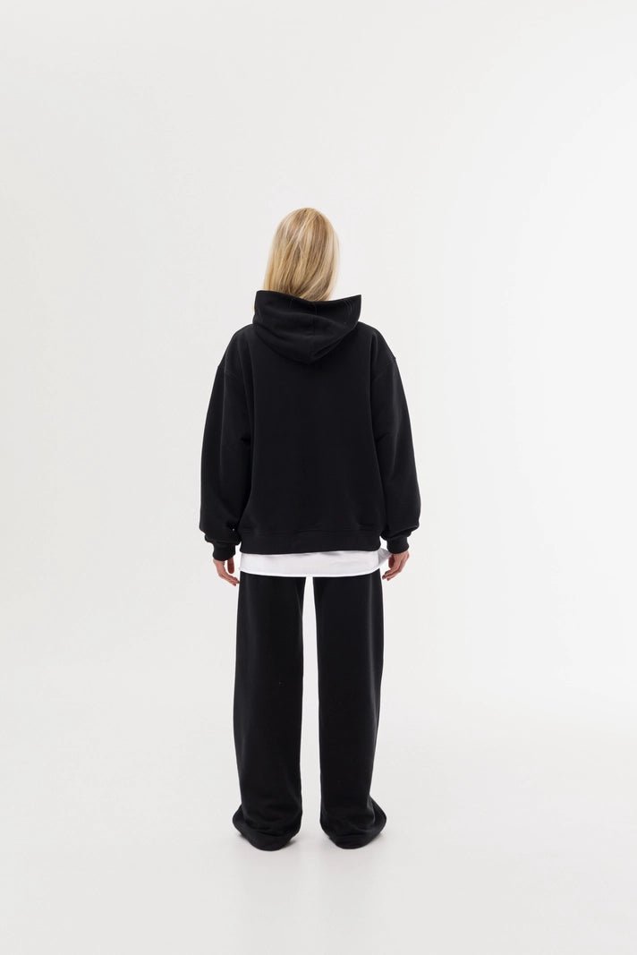 WOMEN’S WIDE PANTS STITCHED FRONT DARK BLACK | MMSW