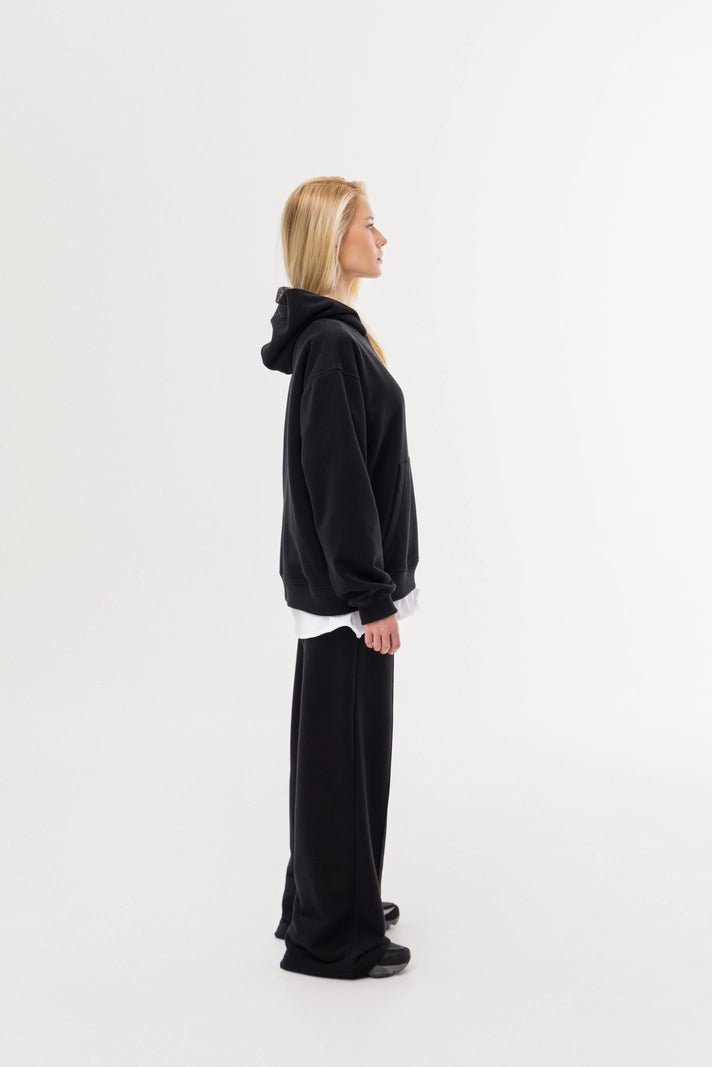WOMEN’S WIDE PANTS STITCHED FRONT DARK BLACK | MMSW