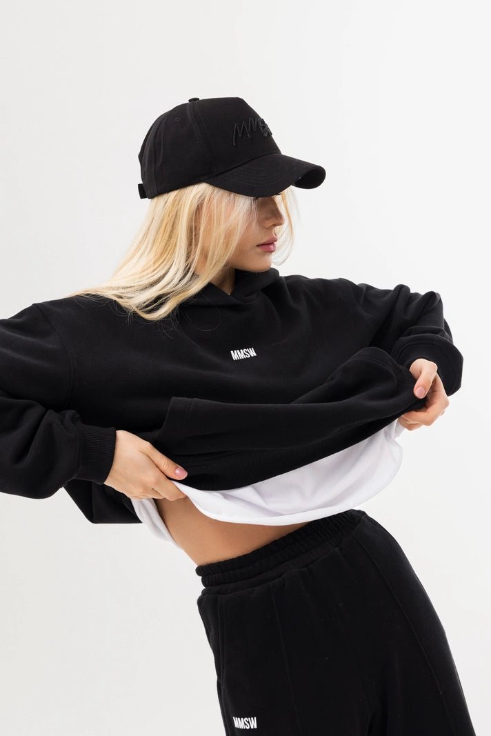 WOMEN’S WIDE PANTS STITCHED FRONT DARK BLACK | MMSW