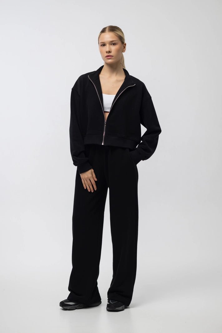 WOMEN’S ZIP SWEATSHIRT AND SWEATPANTS SET BLACK | MMSW