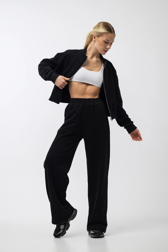 WOMEN’S ZIP SWEATSHIRT AND SWEATPANTS SET BLACK | MMSW