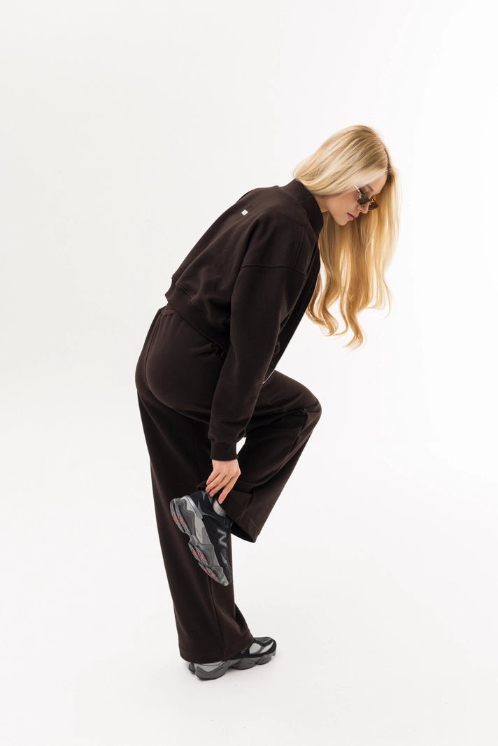 WOMEN’S ZIP SWEATSHIRT AND SWEATPANTS SET CHOCOLATE | MMSW