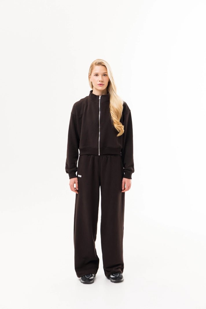 WOMEN’S ZIP SWEATSHIRT AND SWEATPANTS SET CHOCOLATE | MMSW