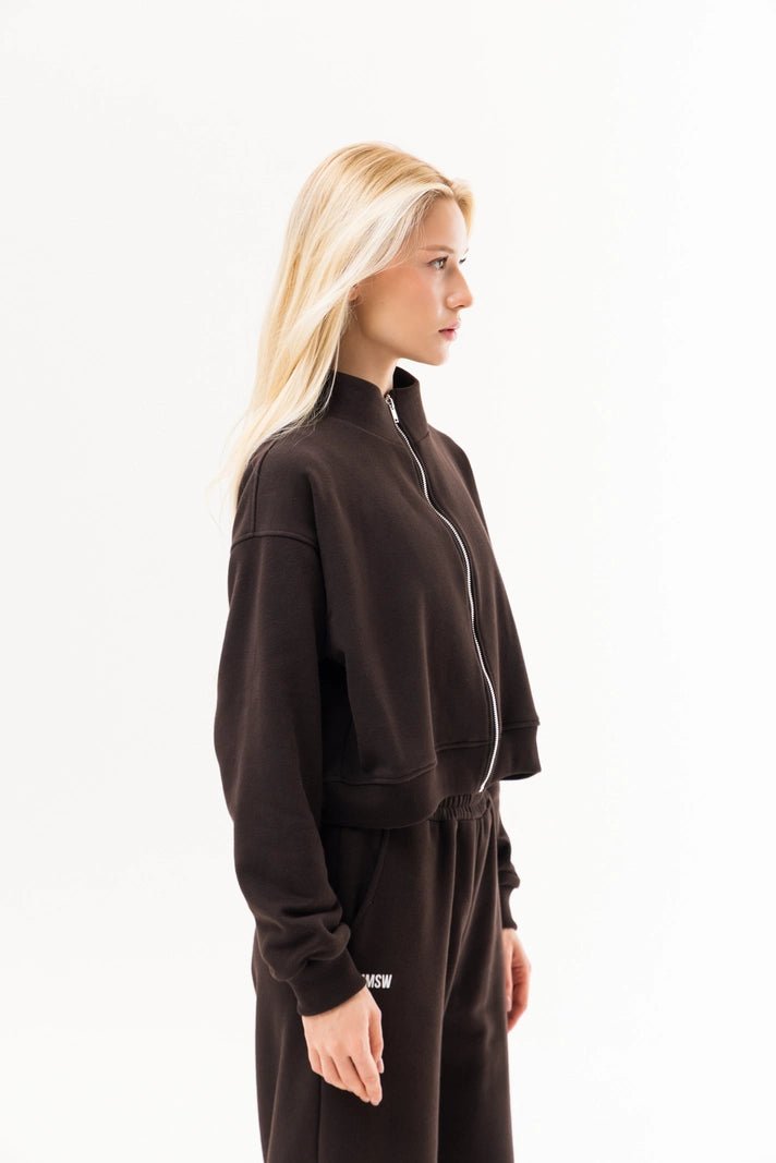 WOMEN’S ZIP SWEATSHIRT CHOCOLATE | MMSW