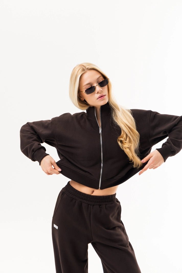 WOMEN’S ZIP SWEATSHIRT CHOCOLATE | MMSW
