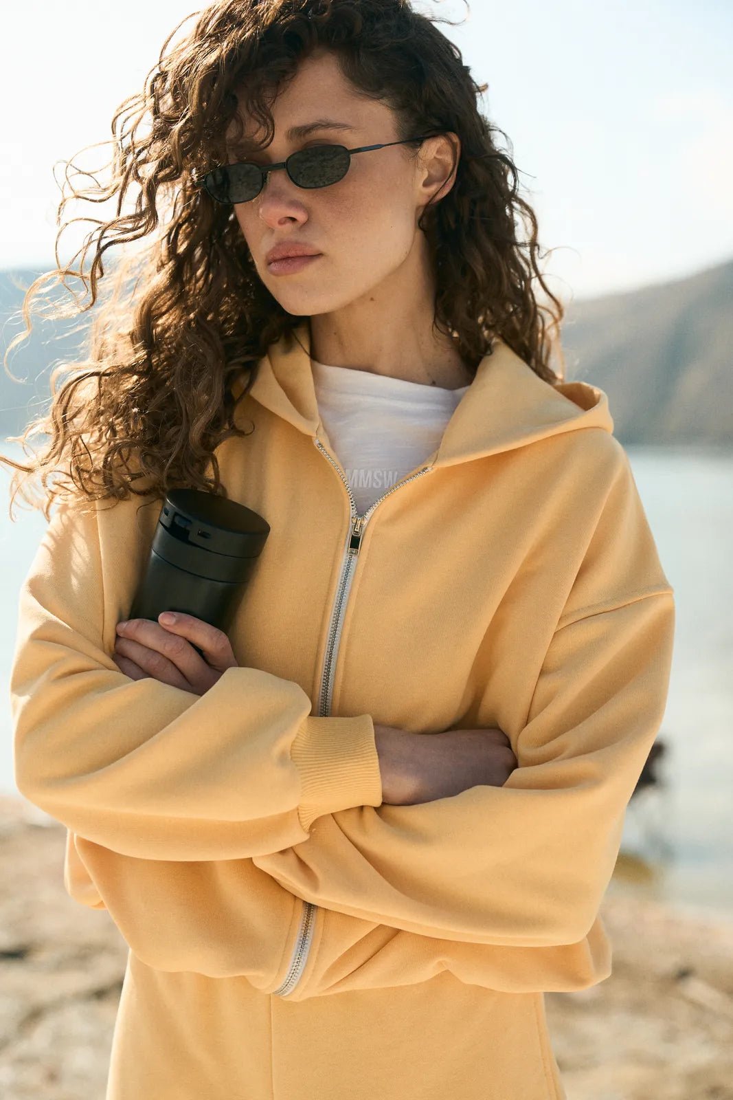 WOMEN’S ZIP-UP HOODIE WITH ADJUSTABLE HEM YELLOW | MMSW